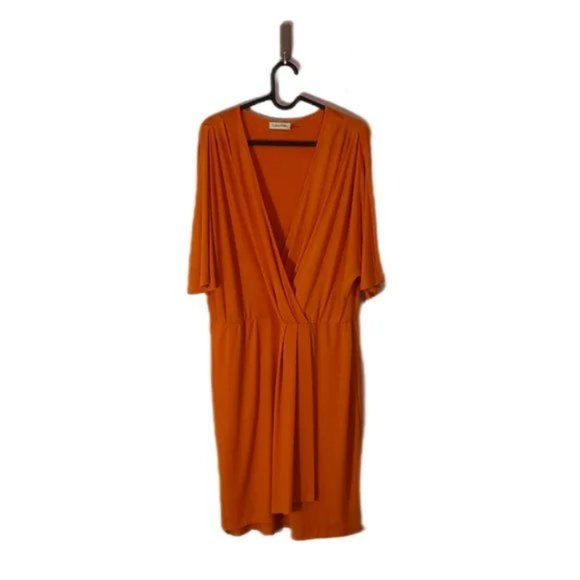 Calvin Klein Wrap-Style Lightweight Orange Dress, size 12 (NO BELT) - Picture 1 of 4